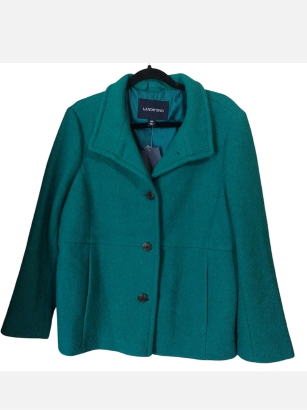 Land's End Lighthouse Women's Wool Blend Coat Jacket Petite 16p Teal Green! NEW!